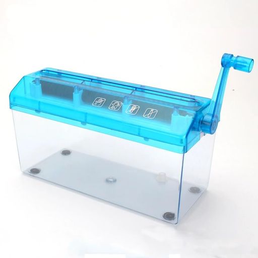 ハンドシュレッダー家庭用ミニ手動式卓上コンパクト軽量手軽静音設計A4対応(青)