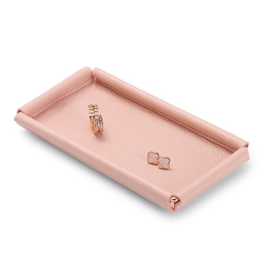 Oirlvジュエリートレイ小さめ小物トレーPUレザー高級おしゃれ玄関鍵メガネ腕時計指輪収納ディスプレイ適格請求書に対応P11601(ピンク)