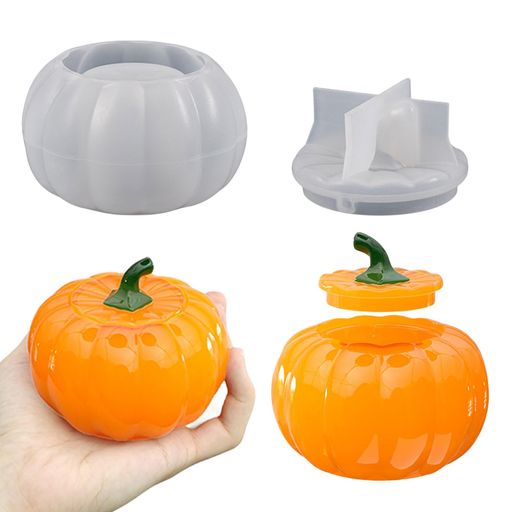 シリコンモールド小物入れ蓋付き収納ケースボトルレジンモールド可愛いハロウィンカボチャシリコン型uv..