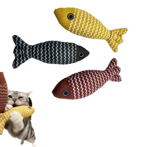 Outop猫おもちゃ魚またたび玩具猫爪とぎ猫用ぬいぐるみひとり遊び天然キャットニップ入り噛むおもちゃ3..
