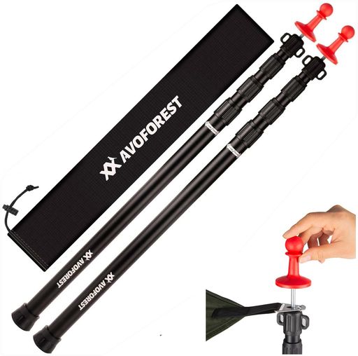 タープポールAVOFORESTテントポール伸縮式新設計のロック構造最大直径31MM長さ88~265CMアルミ合金製4継無段階調節2本セット振り出しタイプ収納袋付...