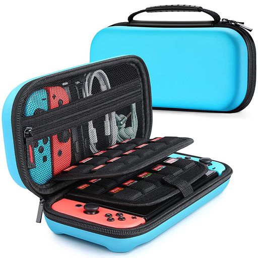 SWITCH有機ELモデル対応スイッチ専用ケースキャリングケース収納バッグ防塵防汚耐衝撃EVA素材全面保護型大容量ゲームカード収納アクセサリーポーチ旅行用小物収納可持ち運び便利ブルー SWITCH有機ELモデル対応スイッチ専用ケースキャリングケース収納バッグ防塵防汚耐衝撃EVA素材全面保護型大容量ゲームカード収納アクセサリーポーチ旅行用小物収納可持ち運び便利ブルー