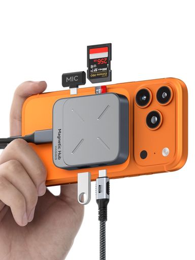 Hagibis磁気USBCハブMagsafe付きiPhone1615ProMax用6イン1Type-CドッキングステーションSD4.0MicroSD4.0カードSolt100WPD10GbpsUSB-CAUX