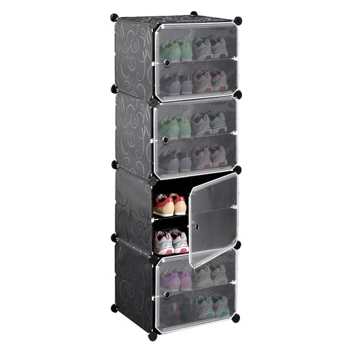 シューズラックスリム8段靴箱下駄箱収納16-18足組み立て式靴収納靴置き防水ダストプルーフ分割可能省ス..