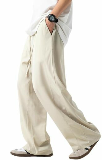 [AYISTELU]ワイドパンツメンズズボン大きいサイズゆったり夏用涼しいスラックス無地サルエルパンツおし..