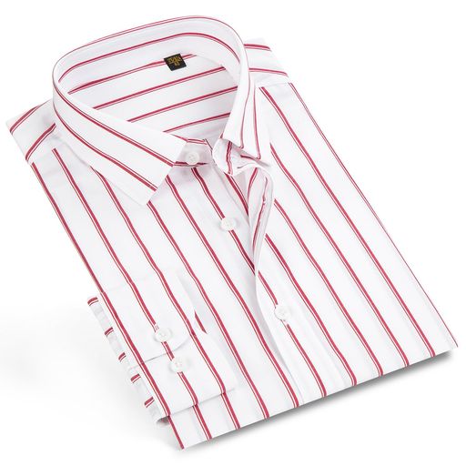 [Enshe]メンズ長袖ワイシャツストライプビジネスカジュアルボタンダウンオープンyシャツ形状記憶ES2038..