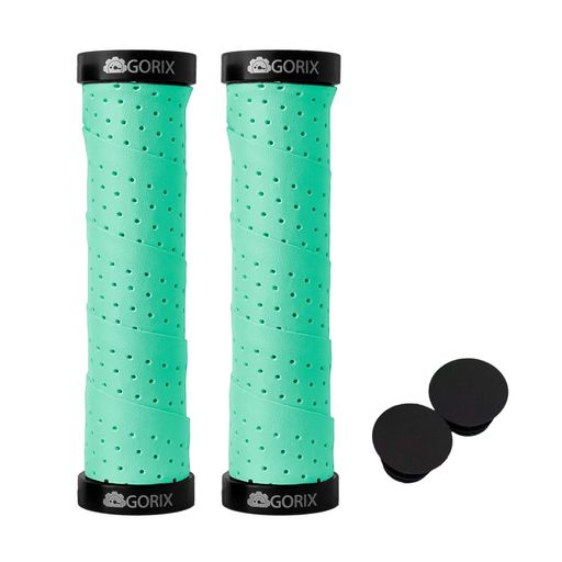 GORIX(ゴリックス)自転車グリップ衝撃吸収グリップバーテープダブルロックオン固定[クロスバイク・mtb他対応](GX-GP070)チェレステ