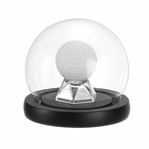 Sumnaconゴルフディスプレイゴルフケース透明ガラスドーム木製台座サインゴルフボール保存透明ケース1個セット