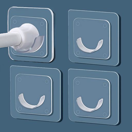 Forahome突っ張り棒支え補強4個入つっぱり棒落下防止耐荷重5kg粘着タイプ強力粘着サポート板穴開け不要取り付け簡単固定室内物干し竿受け(透明)