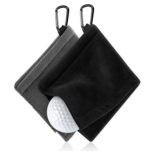 ゴルフタオルゴルフボールクリーナーゴルフ用清潔具カラビナと便利防水キーホルダーバックル14*14cm2個..