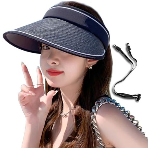 楽天タムタム 楽天市場店[IFSUN]UV50+サンバイザーレディースUVカットハット春夏帽子つば広麦わら防風設計アウトドア吸汗速乾スポーツ自動車テニス