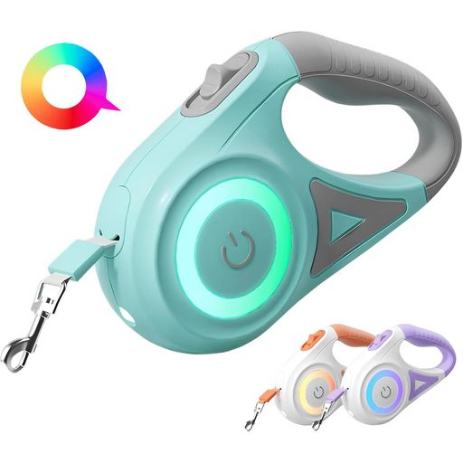 YUHAFO大型犬小型犬中型犬伸縮リード犬用りーど伸びるリード【LEDライト・ライトリング付き】「5m・グリーン」