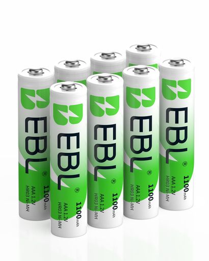 EBL単4電池充電式1100mAhニッケル水素充電式電池、収納ケース付き8パック電池単4充電式充電式単四単四..