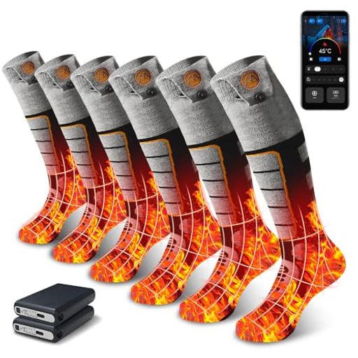 【3足/2足/1足入り】電熱ソックス自動接続つま先発熱対応45-75°C温度調節2個8000mAhバッテリー2つの制..