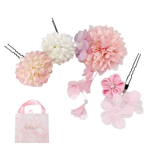 サムコス成人式髪飾り4点セットお花ヘアアクセサリー髪留めUピン成人式結婚式七五三卒業式夏祭り花火大会花見お正月披露宴パーティー髪飾りヘッドドレス浴衣和風和装着物レディース(…