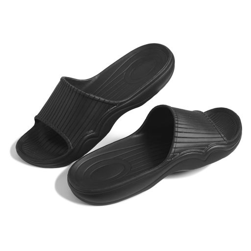 クモリ(Kumori)スリッパ抗菌防臭素材EVA樹脂超軽量滑り止め男女兼用洗える速乾室内サンダルスリッパ外履きトイレ用歩きやすいバススリッパベランダサンダル(ブラックL・245-260)