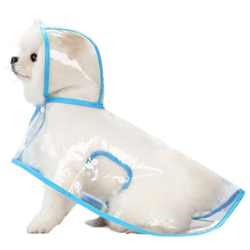 AmzBarley犬用レインコートポンチョ合羽透明無地軽量通気性耐久性快適柔らかい着脱簡単犬服户外雨具帽子付両足防水防雪防風子犬小型犬中型犬犬用雨...