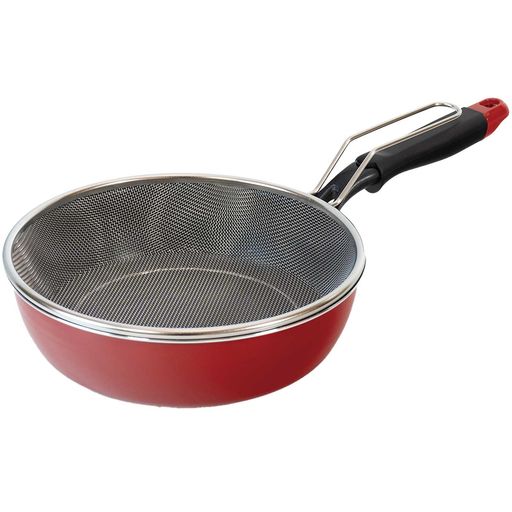 F&Dマーケティング(F&DMarfketing)ちょい深フライパンストレーナー付き24cm深型ふっ素樹脂塗膜加工お手..