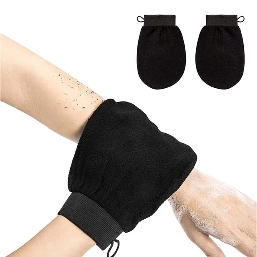 お風呂手袋垢すり手袋搓澡巾ボディウォッシュ手袋浴用手袋入浴用品男女兼用再利用可能、男女兼用、角質除去毛穴清潔のバスグッズ(ブラック)