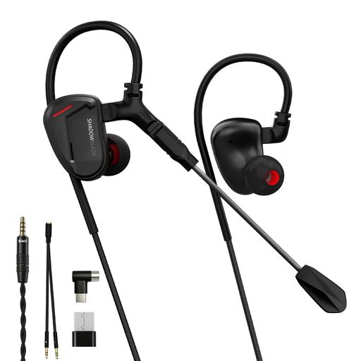 CVJ Shadow Blade(黒)IEM ゲーミングイヤホン 有線/1DD+1Vibrate ダイナミック・振動ハイブリッドユニット中華イヤホン