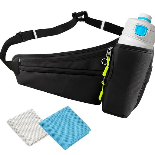 DiazEaseランニングポーチ2本クールタオル付きランニングバッグウエストポーチウエストバッグスマホペ..