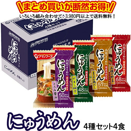 にゅうめん 4種セット4食 送料別 アマノフーズ フリーズドライ ☆ お得なカートン買い ☆ 送料別ですが いろいろ組み合わせて3 980円以上同時購入で送料無料となり 断然お得です にゅうめん とろ…