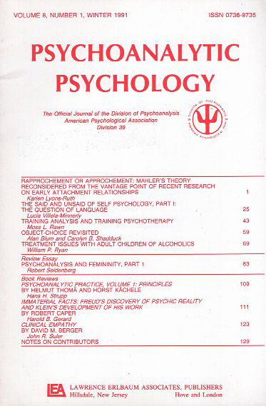 yÁzPsychoanalytic Psychology Volume 8Number 1Winter 1991 / APA Division 39 / LEA