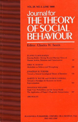 yÁzJournal for the theory of social behaviour vol 29.no 2 june 1999 / Blackwell Publishers