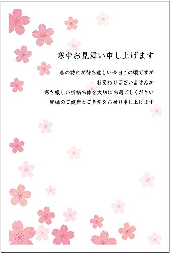 ★速達配送★ 官製 10枚 寒中見舞いはがき／余寒見舞い（桜さくら）（pka-05） 63円切手付ハガキ/裏面印刷済み 名入れオプション同時購入で名入れできます