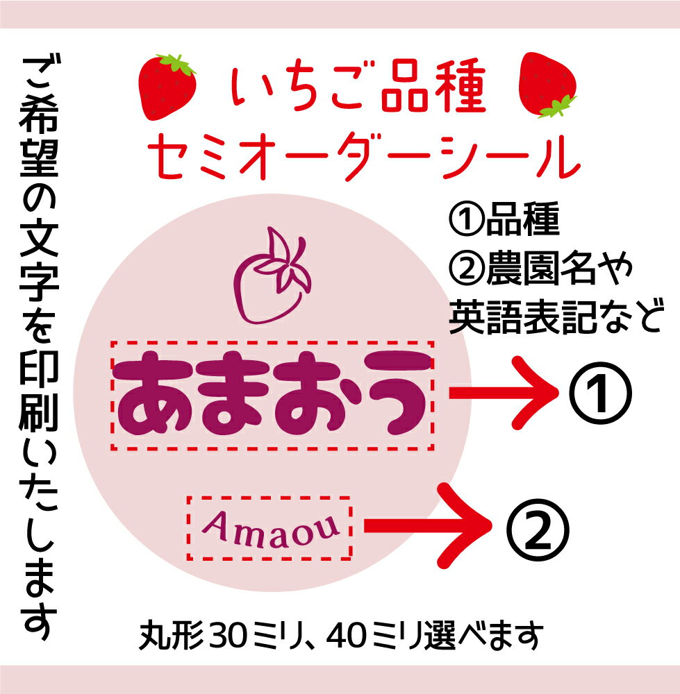 いちご品種セミオーダーシール丸形30ミリ 40ミリ サイズ 枚数選べます