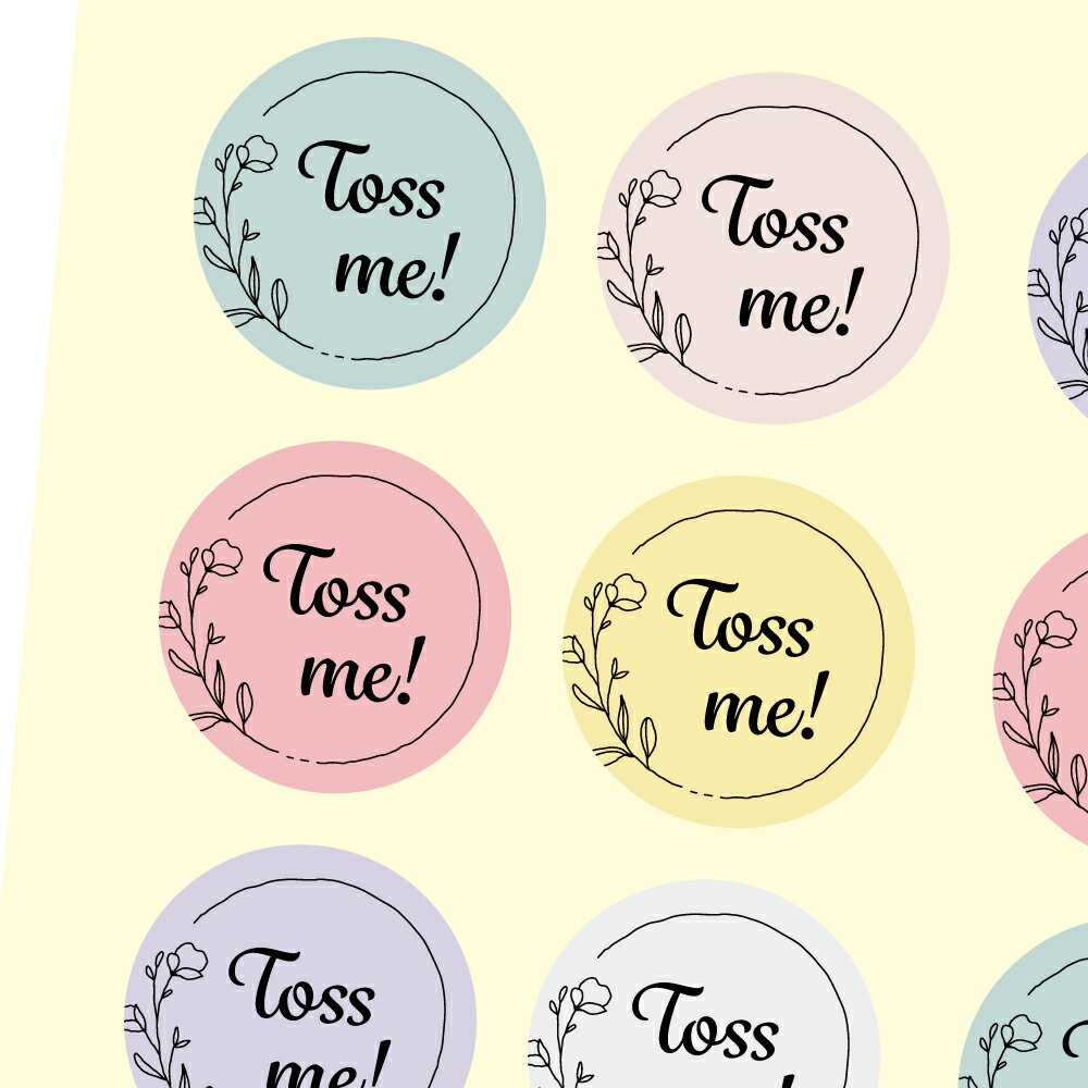 Toss me シール サイズ、枚数選べます 丸形30ミリ48枚入/40ミリ24枚入 ホワイト上質紙 tossme-mix009 ..