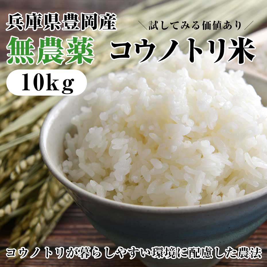 ＼送料無料／令和5年産 農薬不使用 コウノトリ米 10キロ＜玄米/白米＞兵庫県豊岡産 コウノトリ農法 農薬不使用 無農薬 育む コウノトリ米 育む米 【送料無料】@