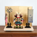 幸一光 鎧着子供大将飾り 海 縹威 金屏風 メープル飾台 平飾り 飾り幅37cm 両立のぼり付 コンパクト 五月人形 端午の節句 リビング マンション 初節句