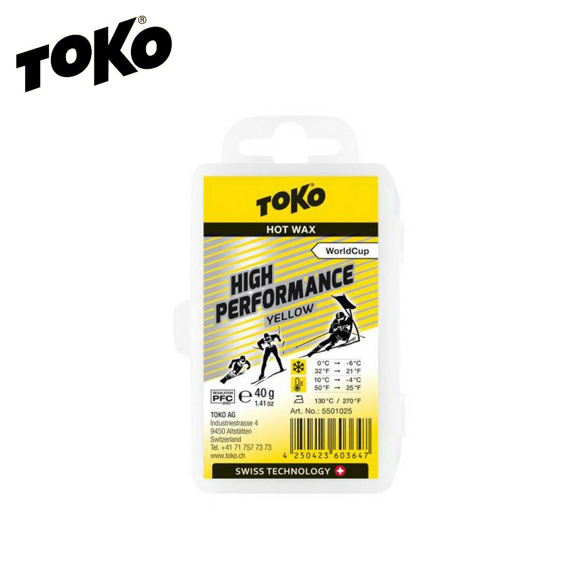 メーカー希望小売価格はメーカーカタログに基づいて掲載しています TOKO トコ ワックス High Performance イエロー内容：40g雪温：0℃～-6℃気温：10℃～-4℃・濡れた雪から荒い雪まで・完璧な滑走性を実現するための摩擦技術・比類のない保持度・フッ素Diblocはトップフィニッシュ製品の接着剤として機能します・再収納可能なワックスケース SIZE:40g