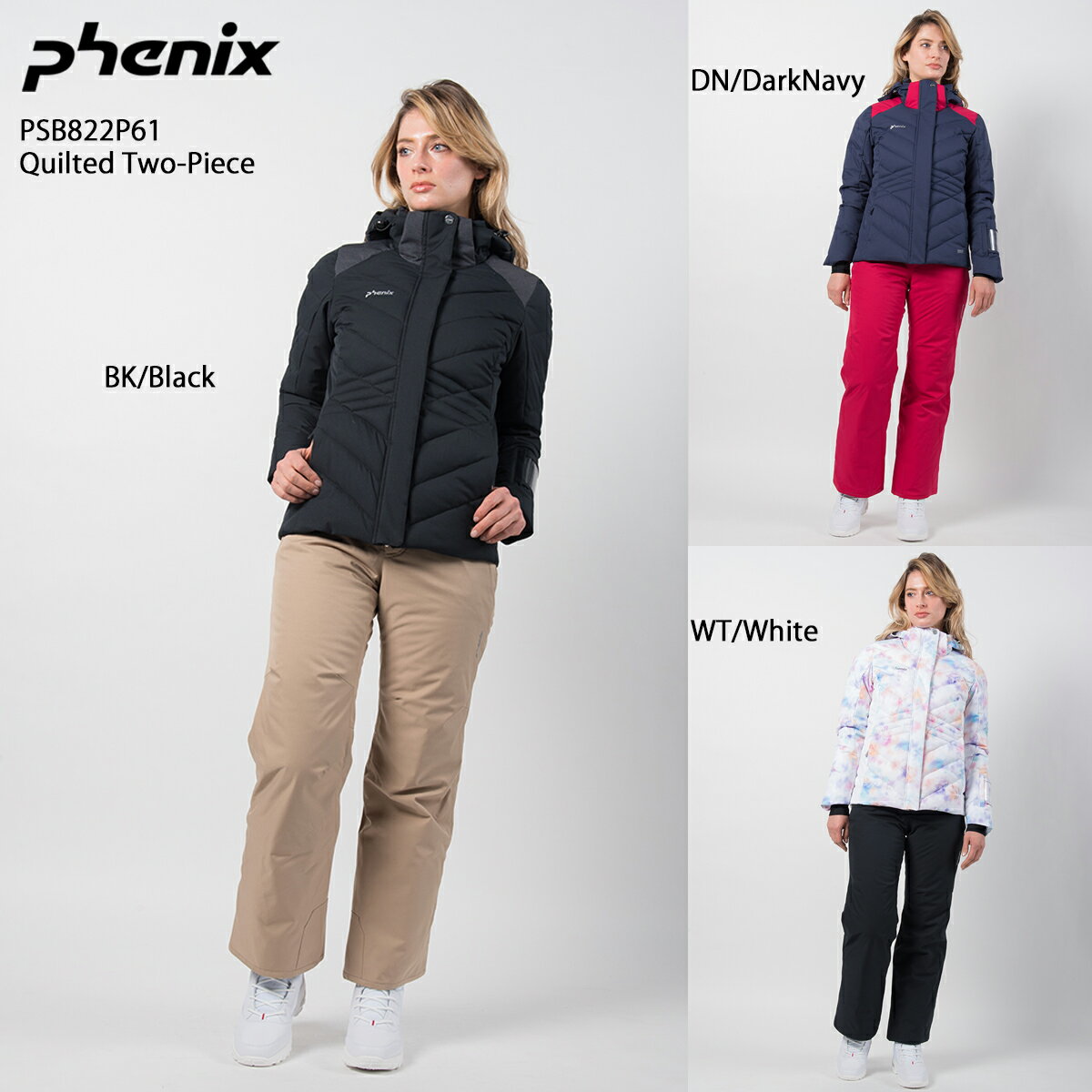 スキー ウェア レディース PHENIX〔フェニックス ツーピース〕＜2022＞ PSB822P61 Quilted Two-Piece キルテッドツーピース【旧モデル21-22】【上下セット 大人用】【MUJI】