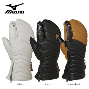 P10倍!~11/27 01:59まで スキー グローブ メンズ レディース MIZUNO ミズノ ＜2023＞ LEATHER 3 FINGER GLOVES Z2JY9502