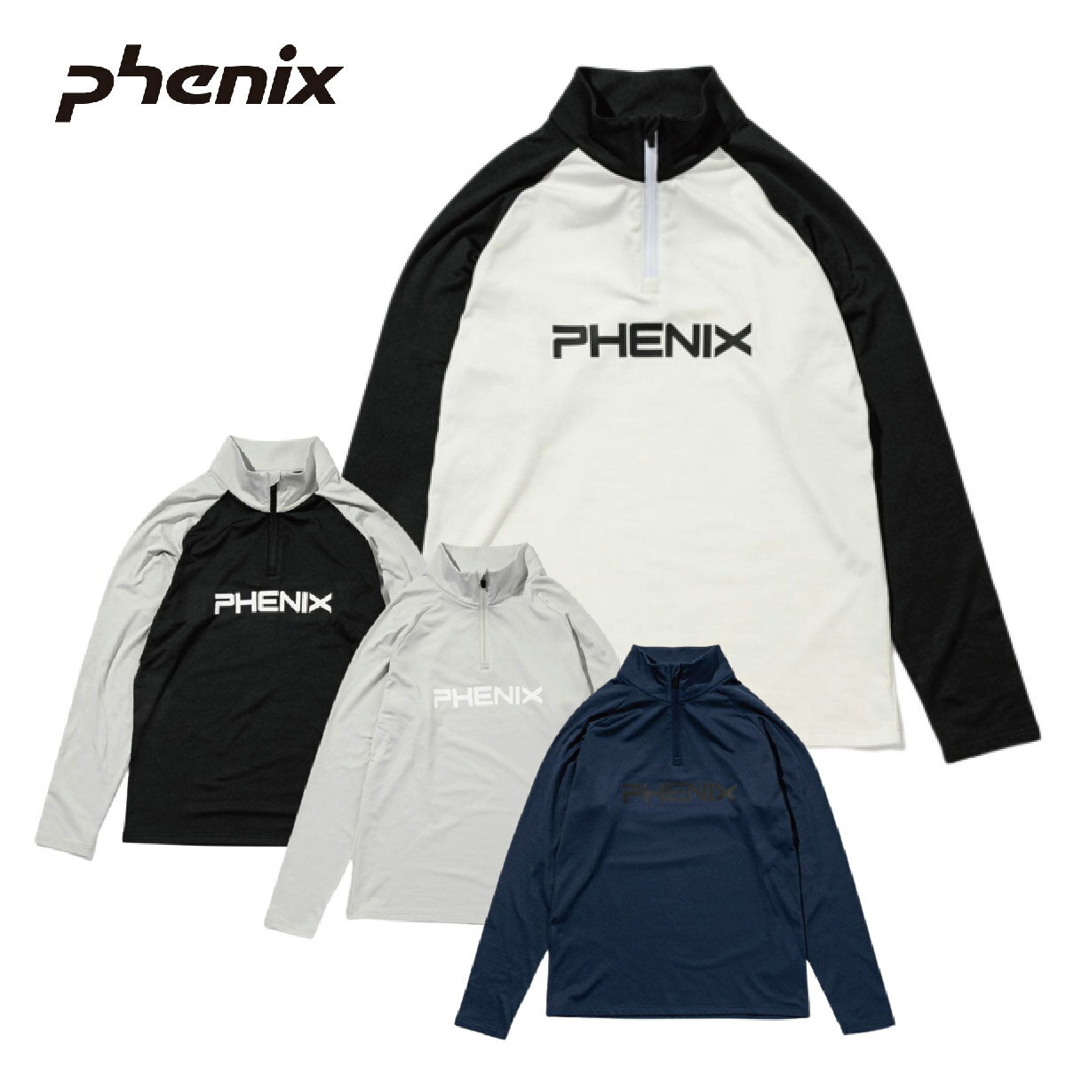 P10倍!12/13 10:00〜 スキー アンダーウェア メンズ PHENIX フェニックス ＜2023＞ ESM22LS12 / RETRO70 1/2 ZIP TEE / レトロ70 ハーフジップティー