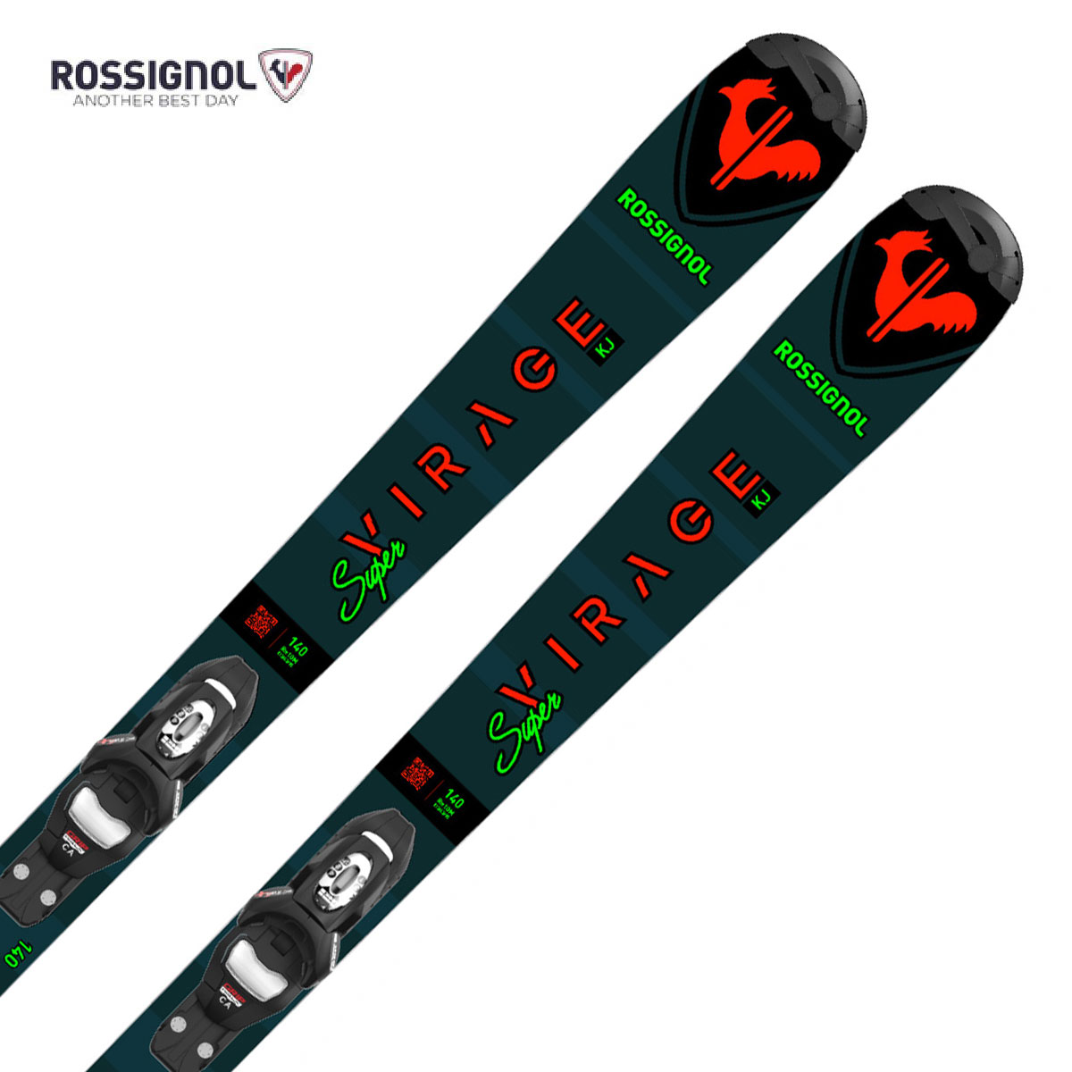 スキー板 ROSSIGNOL ロシニョール キッズ ジュニア ＜2024＞ SUPER VIRAGE KJ 100-140 KID-X + KID 4 GW B76 BLACK ビンディング セット 取付無料 2023-2024 NEWモデル