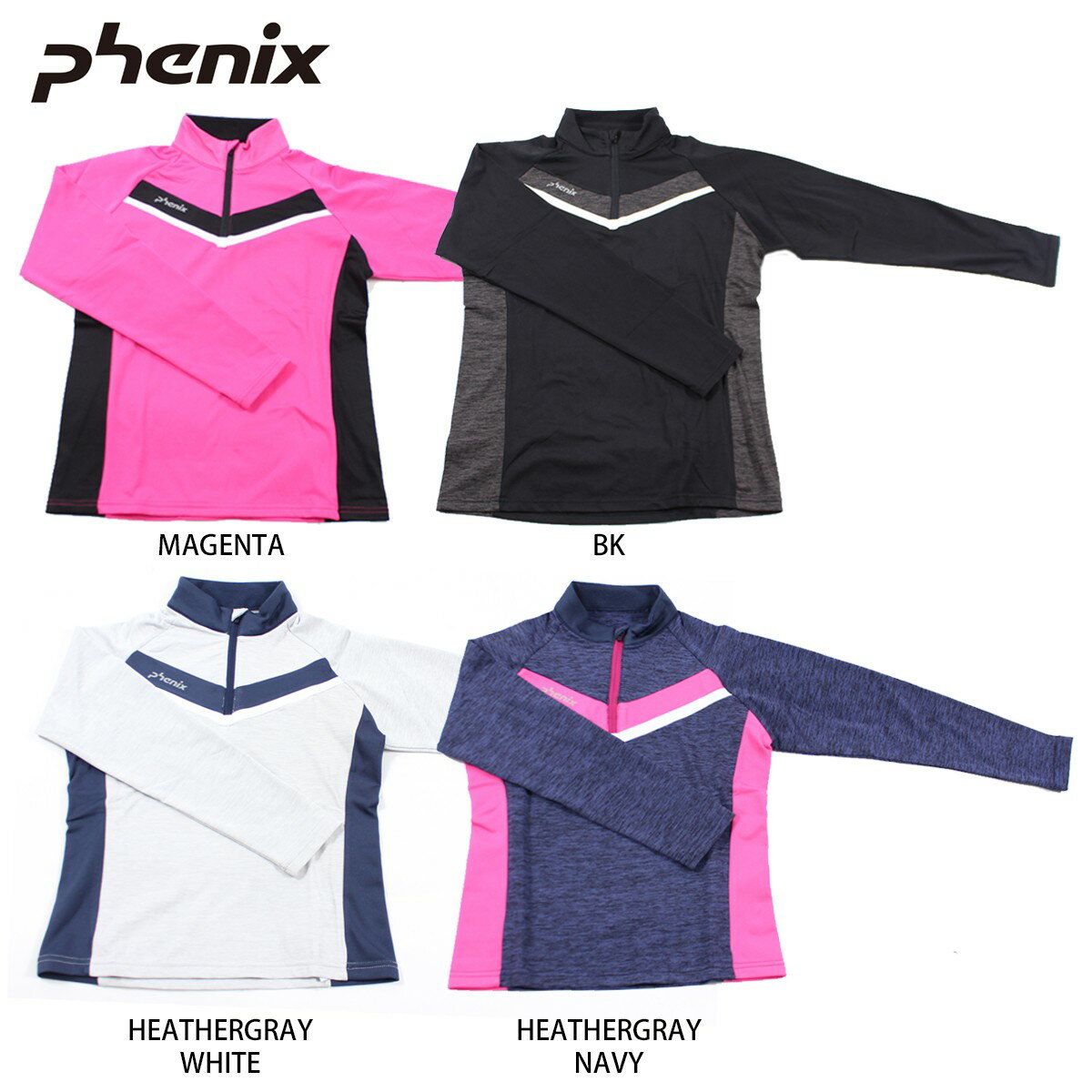 PHENIX フェニックス キッズ ジュニア アンダーウェア 2022 PSBH2LS90 Stretch Fleece Girl s 1/2 Zip Tee ストレッチ フリース ガールズ 1/2 ジップ