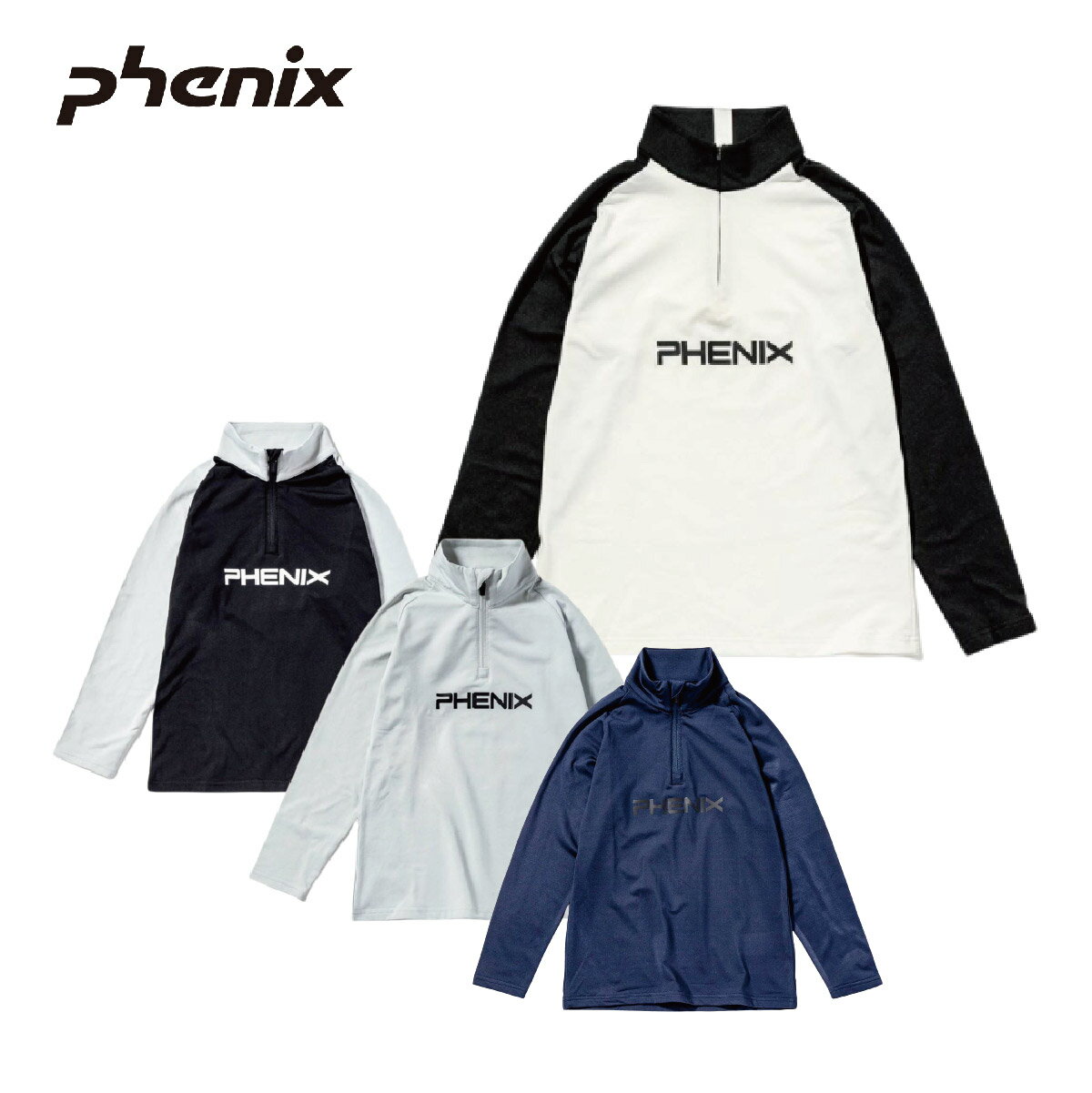 スキー アンダーウェア キッズ ジュニア PHENIX フェニックス アンダーシャツ＜2023＞ESB22LS01 / RETRO70 Jr 1/2 ZIP TEE / レトロ70 ハーフジップティー