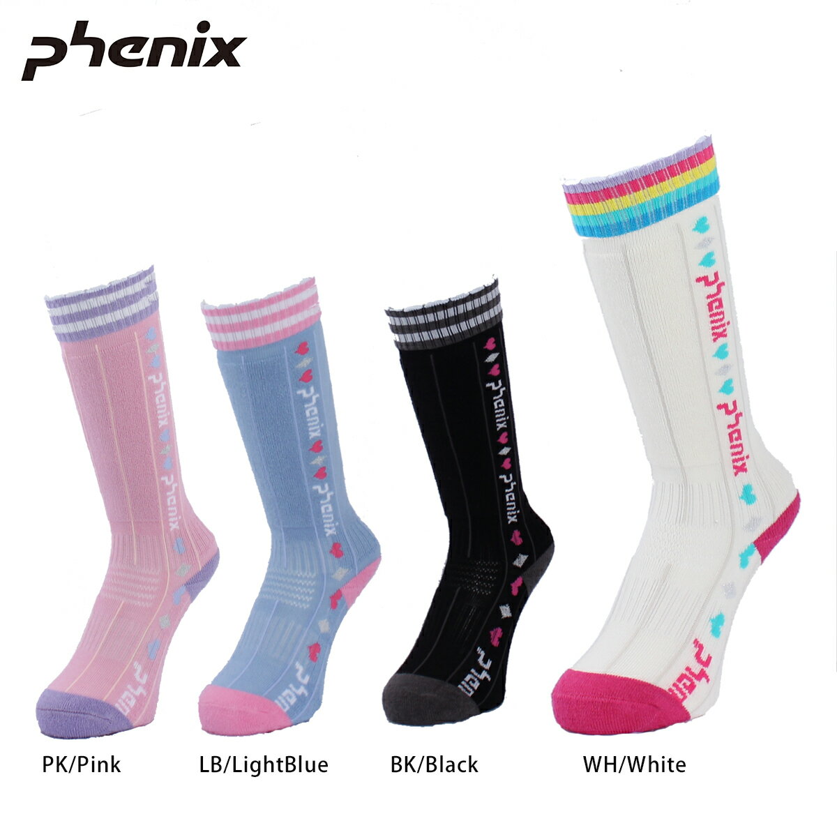 PHENIX〔フェニックス スキー ソックス キッズ ジュニア〕＜2022＞PSBH8SO92 Pinstripe Girl’s Socks〔ピンストライプ ガールズ〕