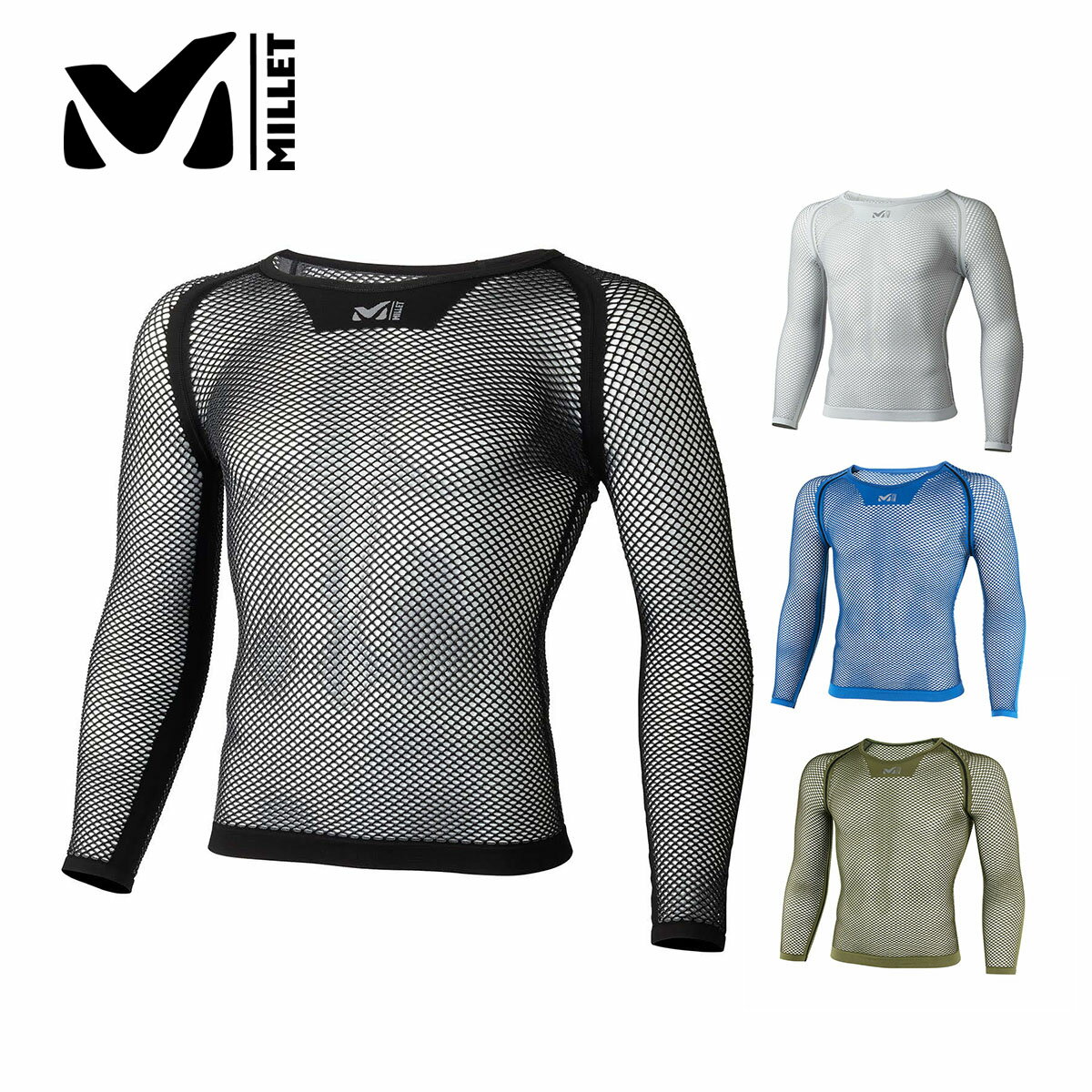 MILLET ミレー スキーウェア ベースレイヤー メンズ ＜2024＞ MIV01356 / DRYNAMIC MESH 3/4 SLEEVE CREW【MUJI】 2023-2024 NEWモデル