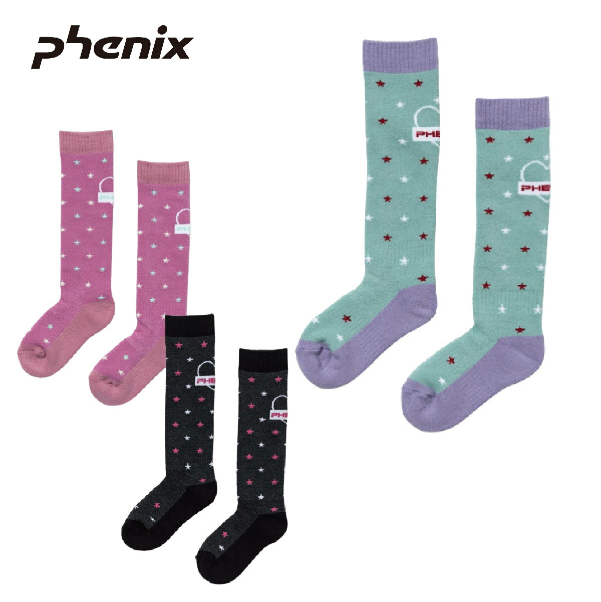 エントリでP10倍!クーポンあり!11/04 20～スキー ソックス キッズ ジュニア PHENIX フェニックス ＜2023＞ ESG22SO62 / Star Girls Socks