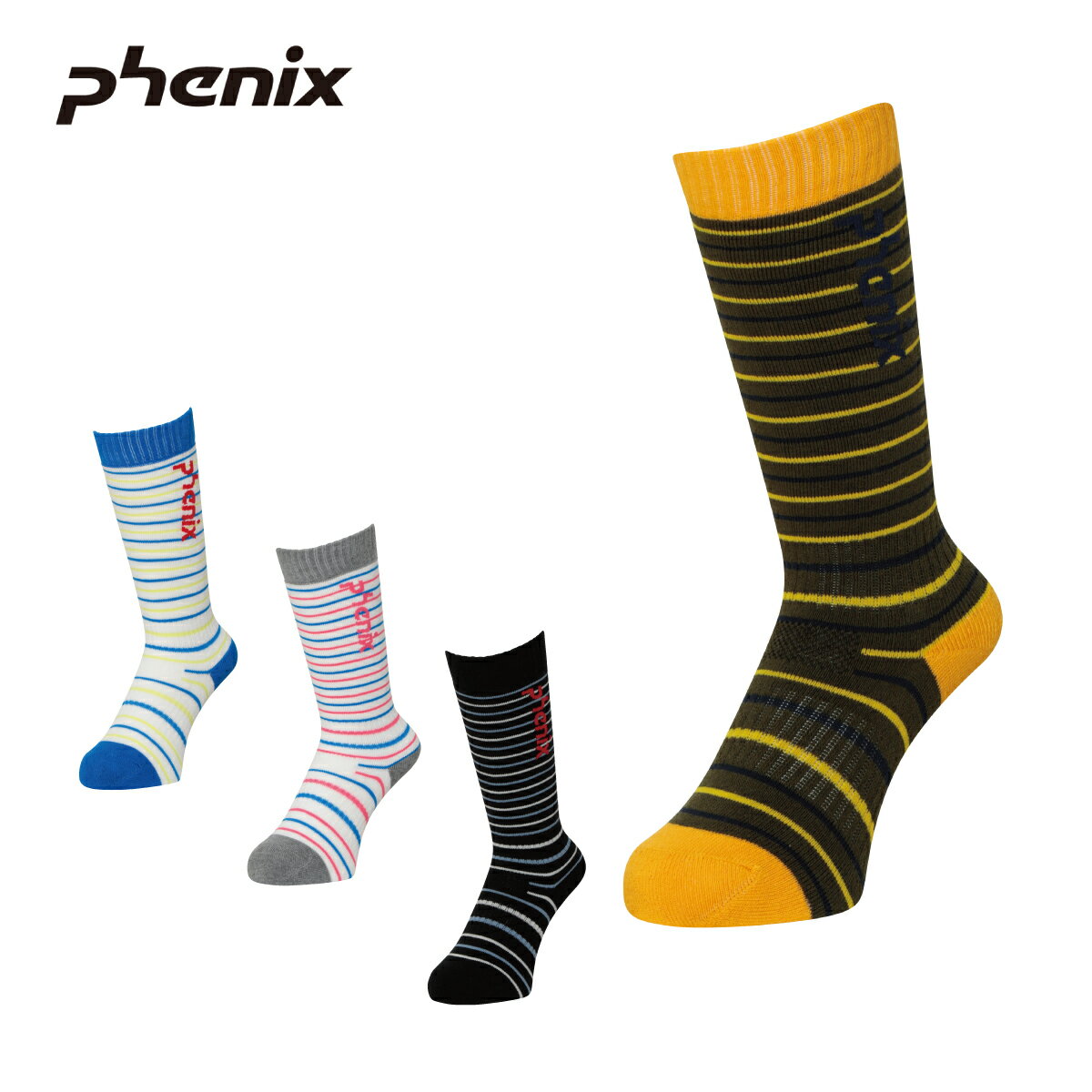 PHENIX フェニックス スキー ソックス 靴下 キッズ ジュニア＜2024＞ESB23SO82 / Multi Border Junior Socks 2023-2024 NEWモデル