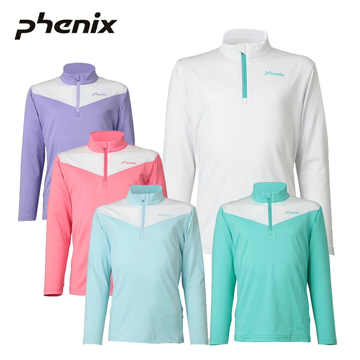 PHENIX フェニックス スキーウェア アンダーシャツ キッズ ジュニア＜2026＞ESG25LS90 /Color Block 1/2 Zip Tee