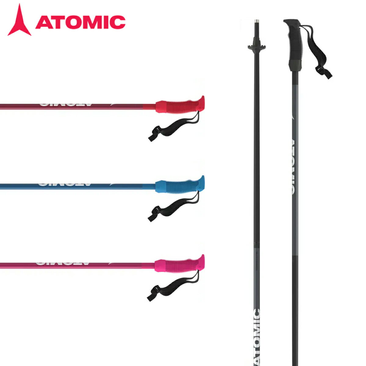 メーカー希望小売価格はメーカーカタログに基づいて掲載しています ATOMIC アトミック スキー ポール ストック / JRジュニア■【AJ500578】 AMT JR エーエムティーCOLOR・Black・Red・Blue・PinkSIZES70cm,75cm,80cm,85cm,90cm,95cm,100cm,105cmSHAFT3*Aluminum Pole Technology重量(g)150g/本（90cm基準）・グリップ：Ergonomic AMT Grip (1K)・ストラップ：Elastic Kids Strap (One Size)・チップ：Steel Tip・グリップ径：Medium grip diameter（Ergonomic M-Fit）アトミックAMT JRは、次のステップを目指す若いスキーヤーにとって理想的なスキーポールです。あらゆる雪面コンディションで優れたホールド感を発揮します。※メーカー企画書の情報で商品登録を行っております。予告なしに商品名と仕様変更される場合がございます。