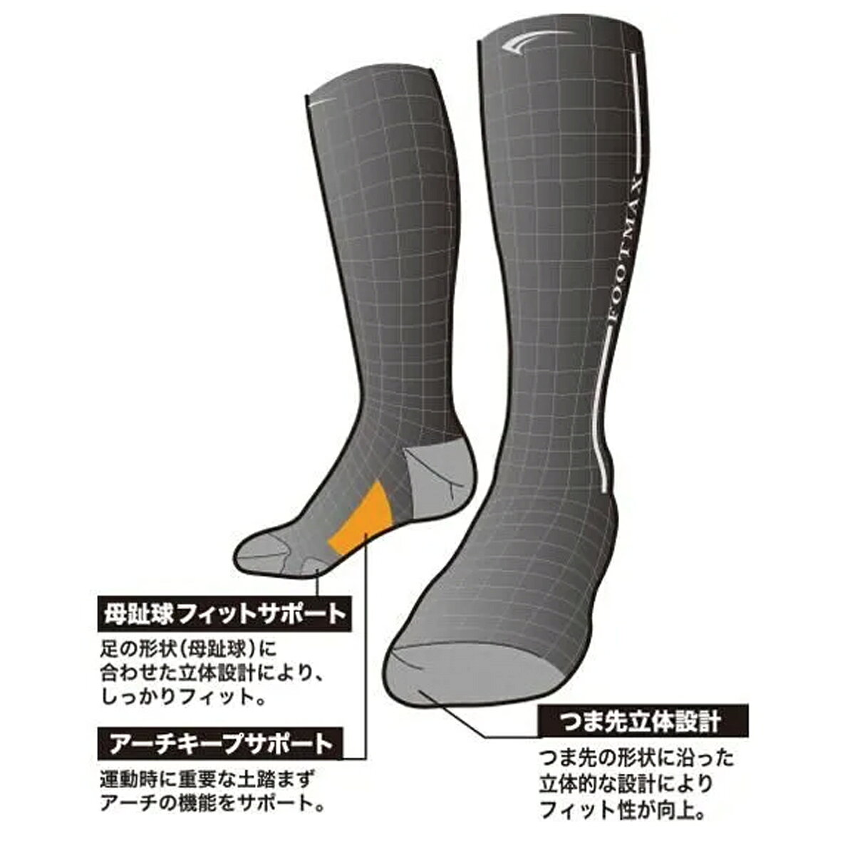 スキー専門店 タナベスポーツのFOOTMAX フットマックス スキー ソックス メンズ レディース＜2026＞FXS047 / RACERS ULTRA LIGHT P-COMP｜アングル3