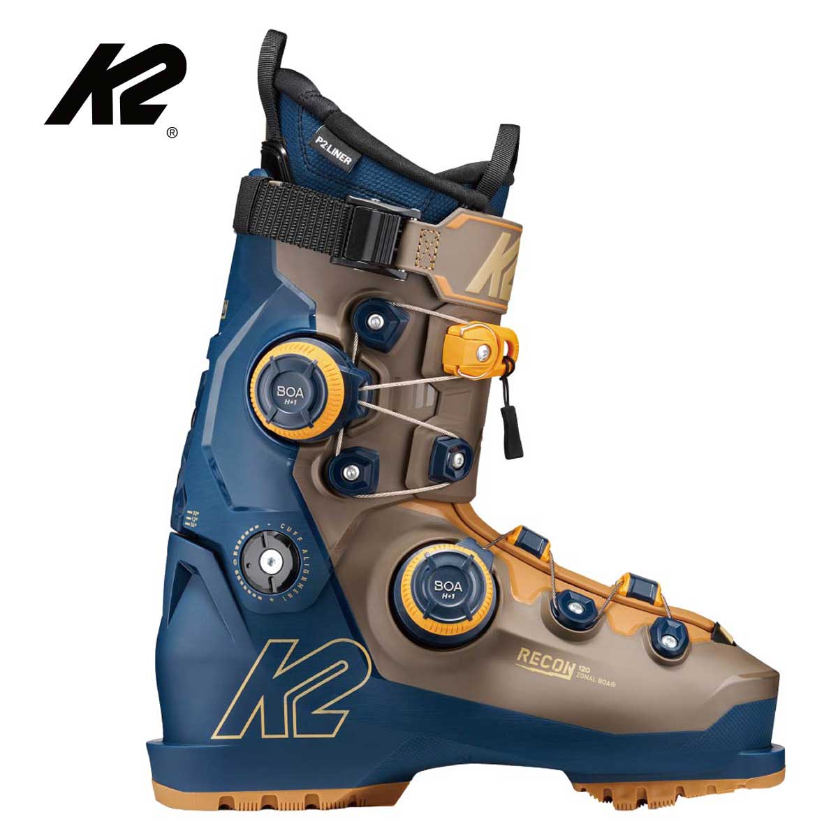 K2 ケーツー スキーブーツ■RECON 120 ZONAL BOA　リーコン 120 ゾーナル ボアフレックス（硬さ）：120ラスト（幅）：97 - 100mmSIZE・24.5cm、25.5cm、26.5cm、27.6cm、28.5cm、29.5cm、30.5cmWEIGHT (G)：2,210g @27.5SHELL MATERIAL：TPUCUFF MATERIAL：TPULINER：P2STRAP：Non-Elastic Cam Strap - One Piece - 45mmOUTSOLE：GripWalkFEATURESBOA Zonal Fit System - Bolted Rear Cuff - Fastfit Instep - Forward Lean & Cuff Alignment - Fully Heat Moldable - Ramp 4 Degreesメーカー品番KS261921レスポンシブでパワフル、そして一日中の滑走に対応する設計。ゾーン別のBOAクロージャーが手袋のようなフィット感を実現し、シェルは信頼できるエネルギー伝達を提供します。※メーカー企画書の情報で商品登録を行っております。予告なしに商品名と仕様変更される場合がございます。