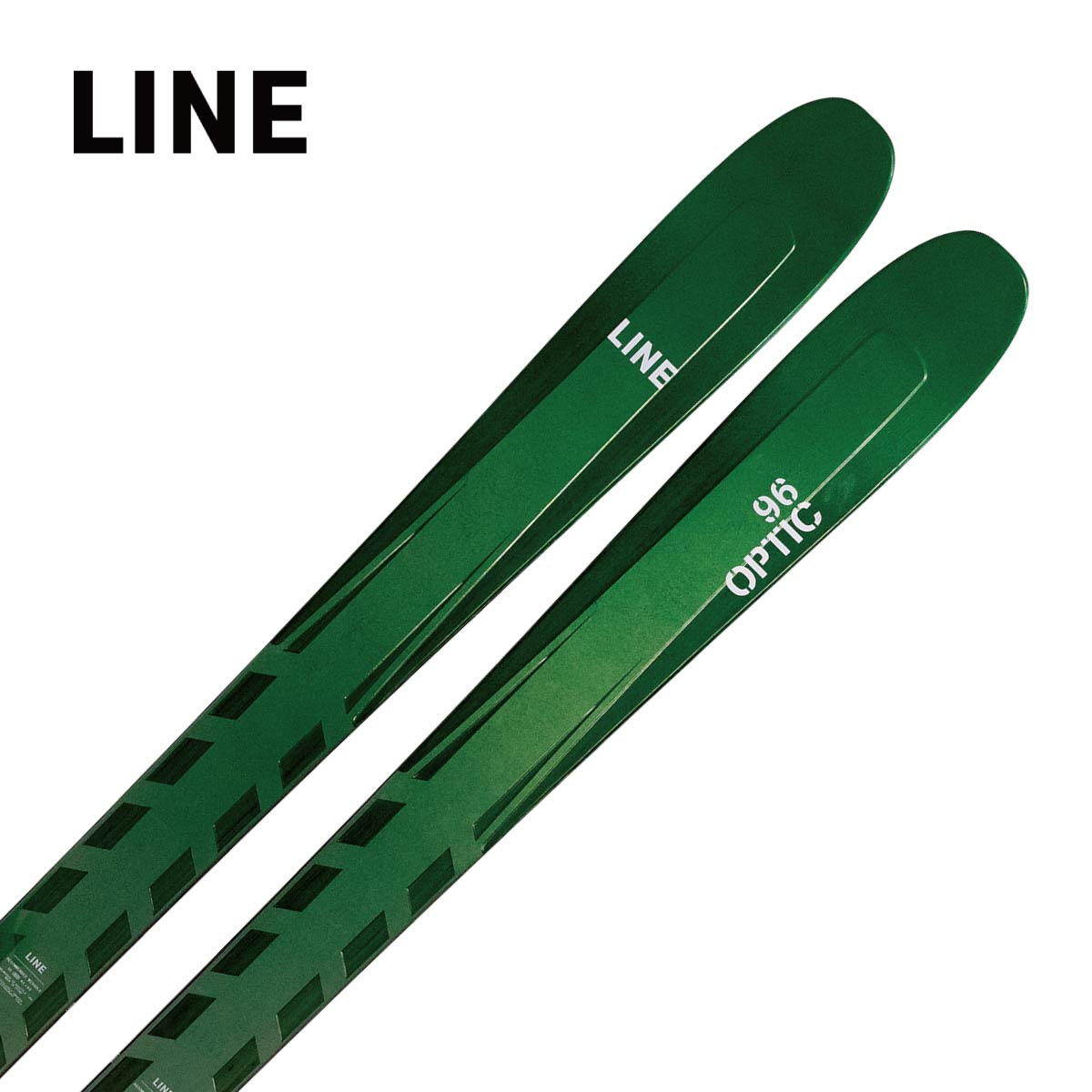 LINE ライン スキー板■OPTIC 96オプティック 96■156cm R：( - m)サイドカット：(129/96/111 mm)■163cm R：( - m)サイドカット：(129/96/111 mm)■170cm R：( - m)サイドカット：(129/96/111 mm)■177cm R：( - m)サイドカット：(129/96/111 mm)■184cm R：(18.0 m )サイドカット：(129/96/111 mm)PROFILE11-3-10 @ 184CONSTRUCTIONAspen Veneer w/ TitanalWEIGHT2000g @ 184SUPER POWERSGas Pedal Metal OverdriveOptic 96 は、ゲレンデからオフピステまで一本でこなしたい上級～中上級スキーヤー向けのオールマウンテンスキーです。金属補強による優れた安定感とエッジホールドを備え、高速カービングではしっかりと雪面を捉えます。一方で、午後になって荒れたバーンや踏み固められた悪雪でもスキーが暴れにくく、力強く突き進むことができます。「速く滑りたい」「どんな雪質でも安心して攻めたい」というスキーヤーにとって、毎日使える万能な一本です。※メーカー企画書の情報で商品登録を行っております。予告なしに商品名と仕様変更される場合がございます。