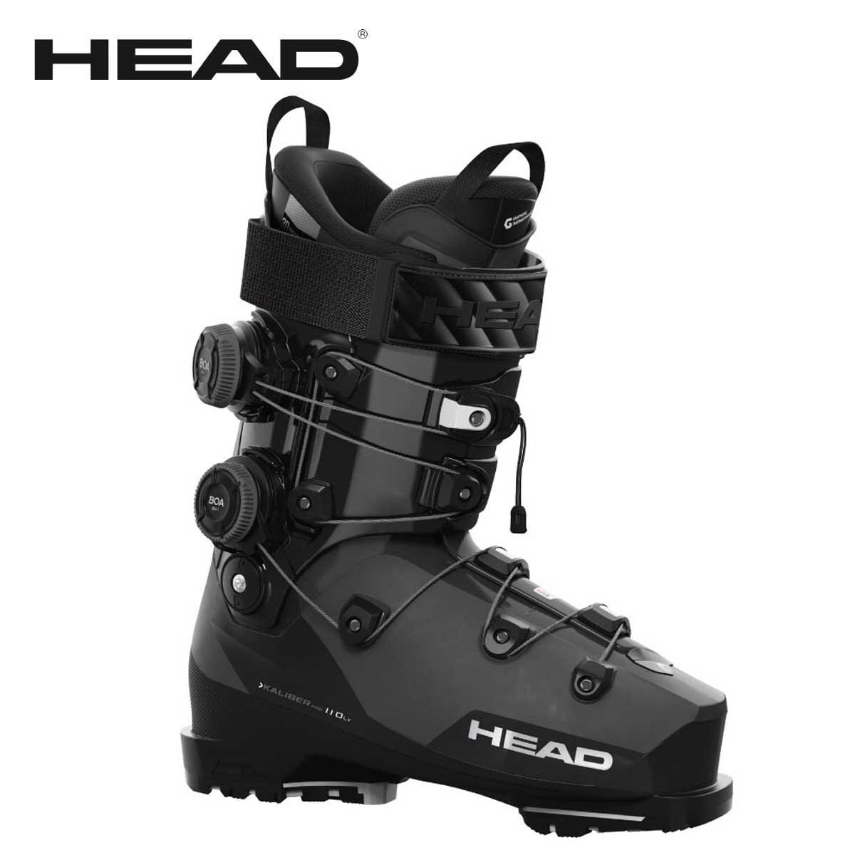 ヘッド HEAD スキーブーツ■KALIBER PRO 110 LV GW BOA2 / カリバープロ 110 LV GW ボア2LEVEL：Expert FLEX：120/110SHELL/CUFF：PULAST：PV 1800cc/98COLOR・Black/AnthraciteSIZE・25.0/25.5cm、26.0/26.5cm、27.0/27.5cm、28.0/28.5cmPRODUCT FEATURES・フレックス・チューニング・カフアライメント・リアサポート・チューニング・フォームウェッジ・フロント- リアソールパッド交換可能 GW・バイインジェクション構造LINER・3DシナプスEVO LV・デュアルデンシティシナプス・HPフレームフットベッド・40mmベルクロストラップCLOSURE SYSTEM・Cuff BOA2ERGO BALANCE・レースバランス・前傾角: 12,5°・ランプ角 4°Kaliber Pro 110 LV GW BOA2 は、革新的な一体型クロージャーシステム、ローボリュームのラスト（足幅）、そしてシェルカスタマイズ機能により、ハイパフォーマンスなターンに必要な精度とパワーを提供します。BOA2フィットシステムは、脚と足全体へのフィット感を最適化する微細な調整が可能なデュアルダイヤルを特徴としています。※メーカー企画書の情報で商品登録を行っております。予告なしに商品名と仕様変更される場合がございます。
